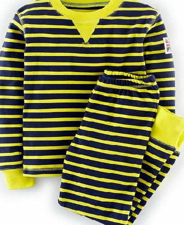 Mini Boden Cosy Ski Under Layer, Navy/Yellow Stripe 34500041