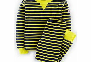 Mini Boden Cosy Ski Under Layer, Navy/Yellow