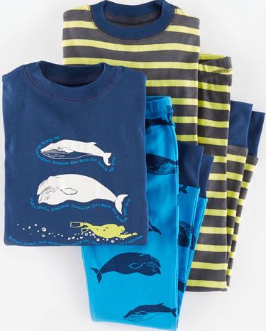 Mini Boden, 1669[^]34941740 Cosy Twin Pack Long Johns Deep Sea/Acid Stripe