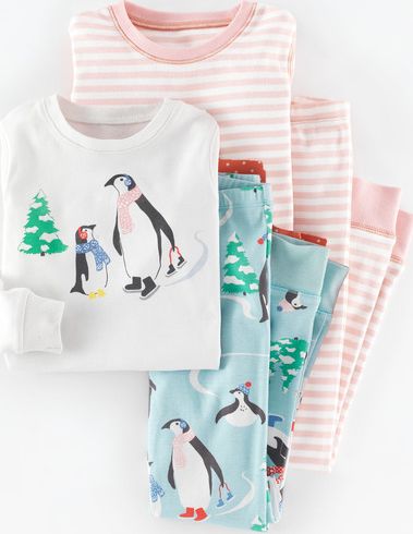 Mini Boden, 1669[^]35247634 Cosy Twin Pack Long Johns Powder Blue Penguin