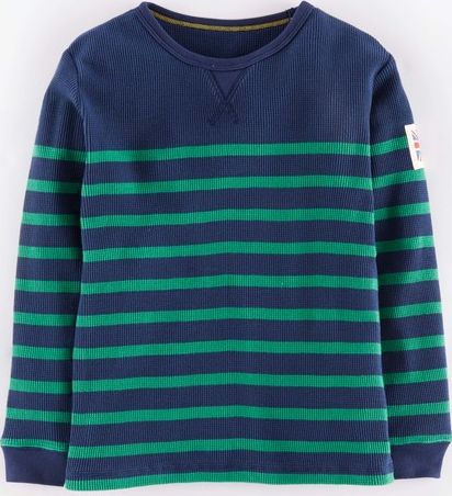 Mini Boden, 1669[^]34977504 Cosy Waffle T-shirt Navy/Green Mini Boden,