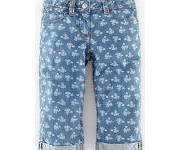 Mini Boden Cropped Roll-ups, Light Denim Sprig,Powder