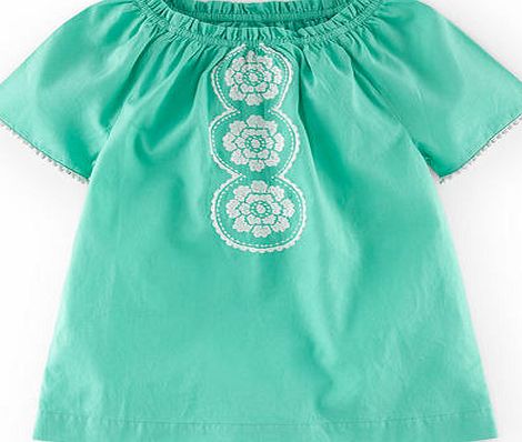 Mini Boden Embroidered Folk Top Green Mini Boden, Green