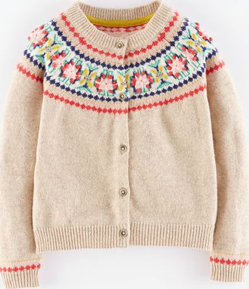 Mini Boden Fair Isle Cardigan Oatmeal Marl Mini Boden,