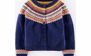 Mini Boden Fair Isle Cardigan, Soft Navy,Red,Cream 34222513