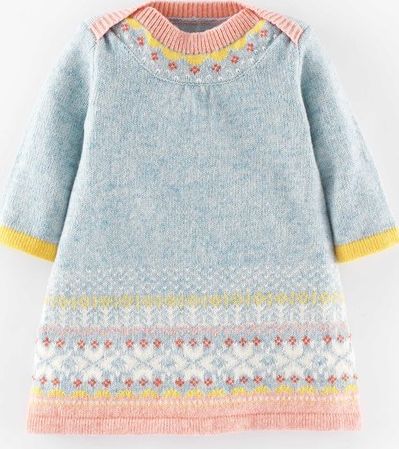 Mini Boden Fair Isle Knitted Dress Powder Blue Mini Boden,