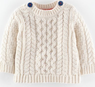 Mini Boden Fishermans Cable Knit Jumper Cream Mini Boden,