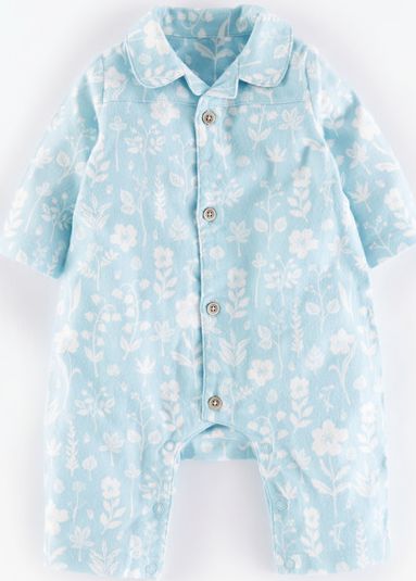 Mini Boden Flannel All-in-one Powder Blue Flower Press Mini