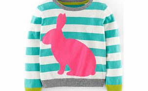 Mini Boden Fun Jumper, Grey Marl Stars,Lido Bunny,Provence