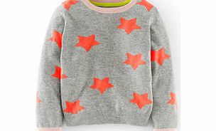 Mini Boden Fun Jumper, Grey Marl Stars,Provence Pink