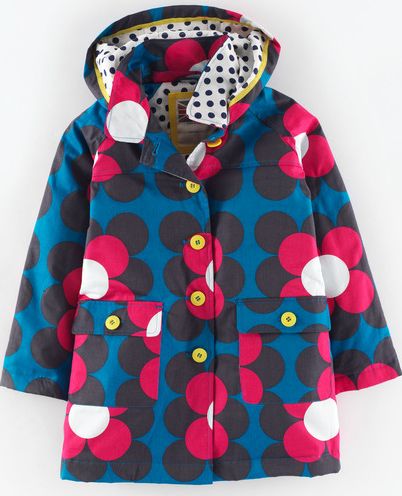 Mini Boden Fun Mac Peacock Blue Sixties Daisy Mini Boden,