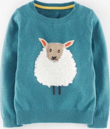 Mini Boden, 1669[^]35130707 Fun Woolly Jumper Vintage Blue Marl Sheep Mini