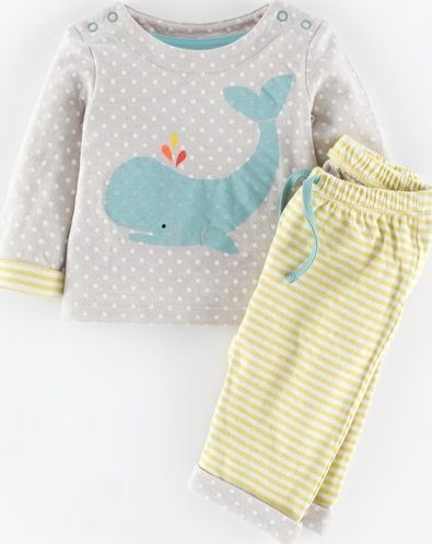 Mini Boden, 1669[^]34998732 Girls Logo Play Set Light Grey Whale/Sulphur