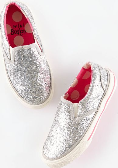 Mini Boden, 1669[^]34919522 Glitter Slip-ons Grey Mini Boden, Grey 34919522