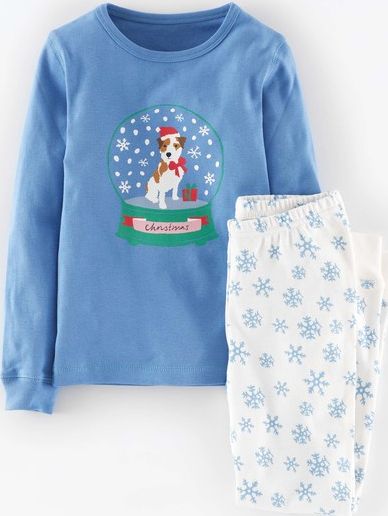 Mini Boden Glow In The Dark Long Johns Bluebell Snow Globe