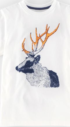 Mini Boden, 1669[^]34931006 Graphic T-shirt White/Stag Mini Boden,