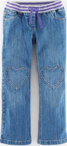 Mini Boden, 1669[^]34888867 Heart Patch Trousers Denim Mini Boden, Denim