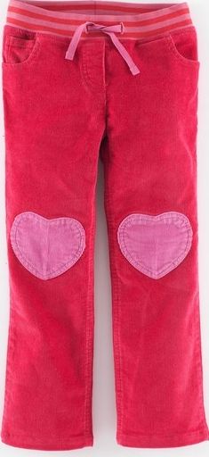 Mini Boden, 1669[^]34885996 Heart Patch Trousers Raspberry Cord Mini Boden,