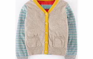 Mini Boden Hotchpotch Cardigan, Oatmeal Melange Stripe