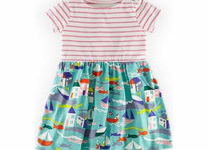 Mini Boden Hotchpotch Jersey Dress, Aqua St Ives,Multi