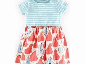 Mini Boden Hotchpotch Jersey Dress, Hot Coral Pears,Aqua St