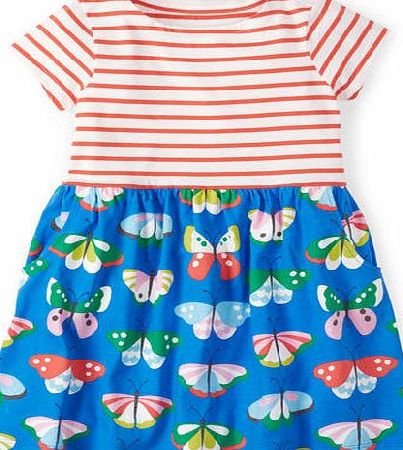 Mini Boden Hotchpotch Jersey Dress Polka Blue Butterflies