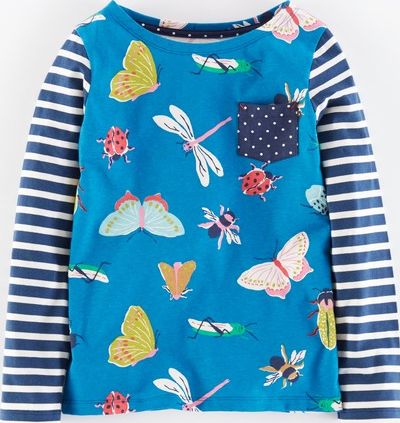 Mini Boden, 1669[^]35129568 Hotchpotch T-shirt Peacock Blue Beautiful Bugs