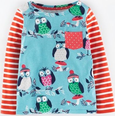 Mini Boden, 1669[^]35129667 Hotchpotch T-shirt Vintage Blue Owls Mini Boden,