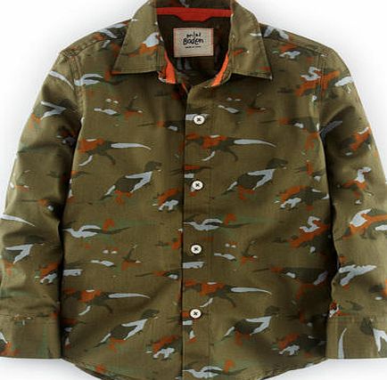 Mini Boden Jurassic Shirt, Green 34561985