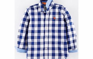 Mini Boden Laundered Shirt, Blue Tattersall,Reef