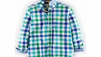 Mini Boden Laundered Shirt, Green Multi Gingham,Reef