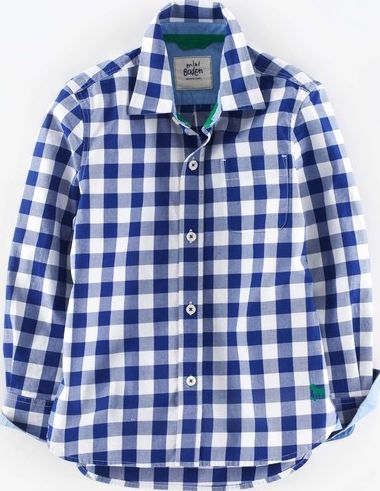 Mini Boden Laundered Shirt Indigo Gingham Mini Boden,