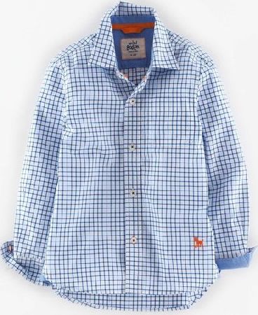 Mini Boden Laundered Shirt Nautical Blue Tattersal Mini