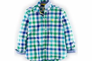 Mini Boden Laundered Shirt, Yellow Multi Gingham,Green