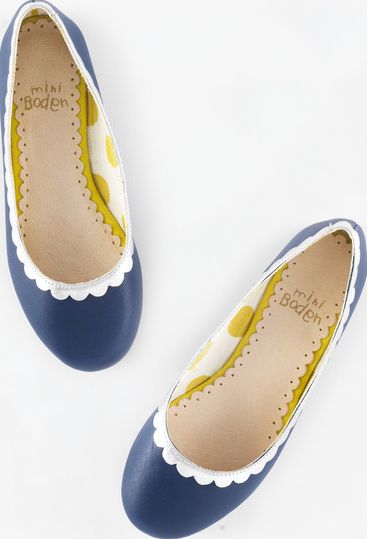 Mini Boden Leather Ballet Flats Blue Mini Boden, Blue