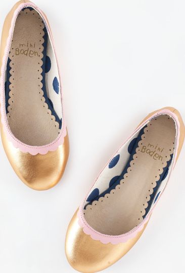 Mini Boden, 1669[^]34918060 Leather Ballet Flats Rose Gold Mini Boden, Rose