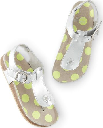 Mini Boden, 1669[^]34525345 Leather Cork Sandals Silver Mini Boden, Silver