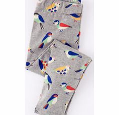 Mini Boden Leggings, Grey Marl Geo Birds,Rosy Pink