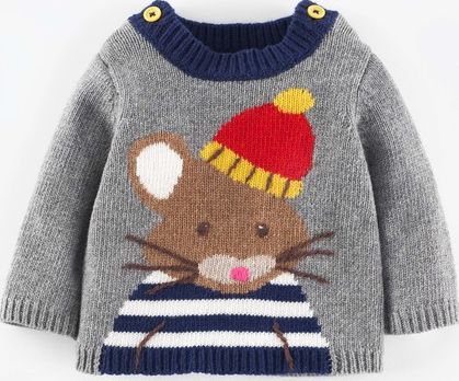 Mini Boden Logo Jumper Charcoal Marl/Mouse Mini Boden,