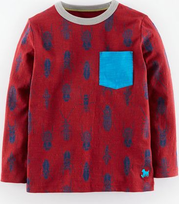 Mini Boden, 1669[^]34979682 Nature Trail T-shirt Burgundy/Cadet Blue Bugs