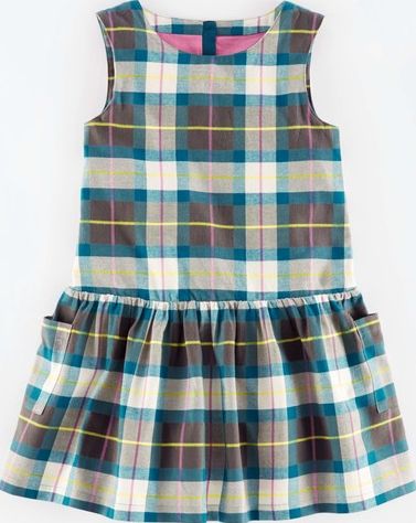 Mini Boden, 1669[^]34990788 Pinafore Check Dress Olive Check Mini Boden,