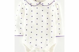 Mini Boden Pretty Collar Body, Ecru/Violet Stars,Honey