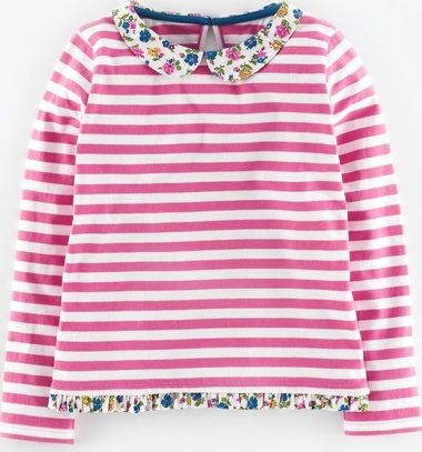 Mini Boden Pretty Collar Top Pink Fondant Stripe Mini