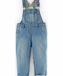 Mini Boden Pretty Dungarees, Light Denim,Multi Spring