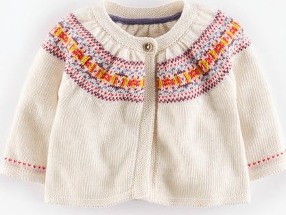 Mini Boden, 1669[^]35116730 Pretty Fair Isle Cardigan Cream Mini Boden,