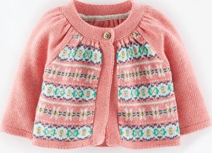 Mini Boden, 1669[^]35116722 Pretty Fair Isle Cardigan Soft Pink Marl Mini