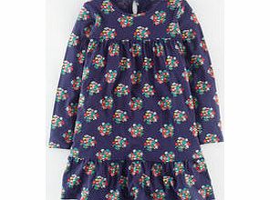 Mini Boden Pretty Jersey Dress, Navy Posy,Mulberry Posy