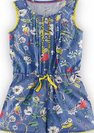 Mini Boden Pretty Playsuit Regatta Blue Garden Birds Mini