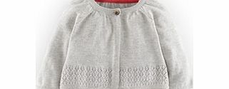 Mini Boden Pretty Pointelle Cardigan, Grey Marl,Ecru