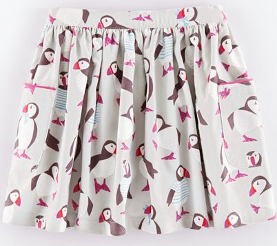 Mini Boden, 1669[^]34991299 Pretty Printed Skirt Light Grey Puffins Cord